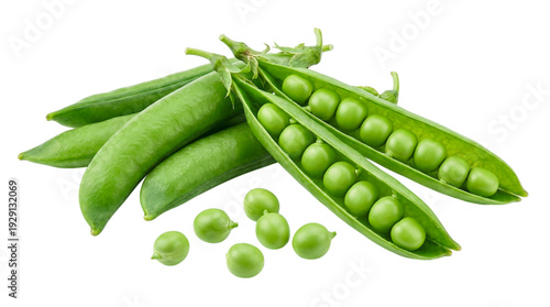 Картината върху платно Fresh green peas in pods with some shelled
