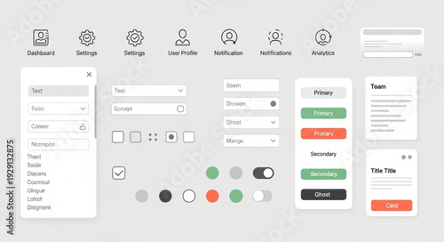 Mobile app interface design elements for user experience and interface.