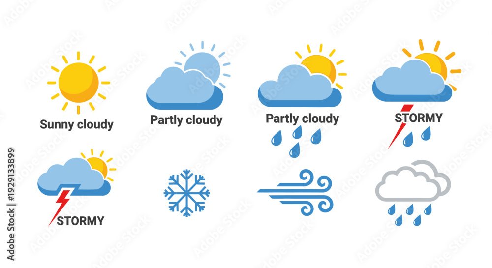 Obraz premium Weather icons set with various conditions