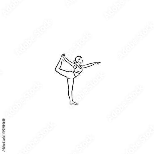 Yoga Pose Natarajasana Lord of the Dance Line Art Illustration