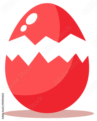 Hatched Easter Egg Graphic in Red Tones, Creative Concept for the Holiday