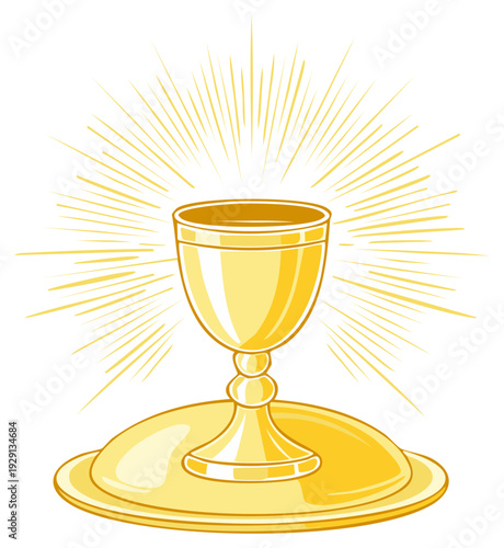 Golden Chalice Illuminated Symbolizing Religious Communion And Faith
