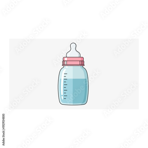 Baby Feeding Bottle With Blue Liquid Illustration