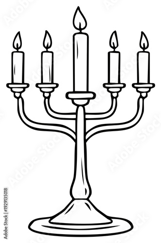 Five burning candles on a decorative candelabra festive decoration