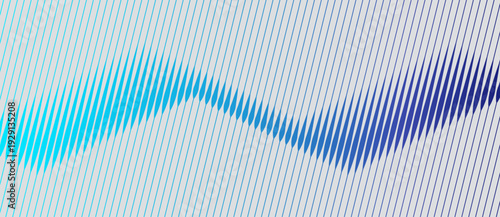 Картината върху платно Abstract blue gradient wavy pattern of slanted lines on a light pinstripe background