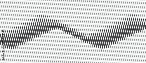 Фотография Abstract monochrome wavy pattern of slanted lines on a light pinstripe background