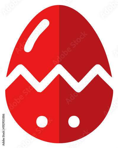 Simple red decorated Easter egg graphic icon for spring holiday celebration
