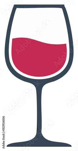 Wine Glass Illustration: Red Wine Inside Stemmed Glass