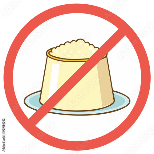 No Pudding Graphic Round Red Circle Symbol Prohibition Icon