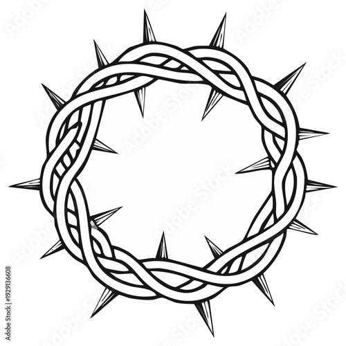 Crown of Thorns Graphic Symbol, Christian Faith, Religious Icon and Biblical Symbolism