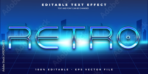 Blue editable text effect in modern trend style