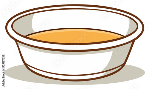 Soup or Broth Filled in White Bowl Illustration Graphic Element Cartoon