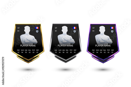 Football Player Card Template Set with Stats – Striker, Goalkeeper and Midfielder