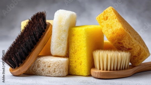 Various brushes and tools collection of diverse brushes and tools for various applications includes painting and cleaning implements