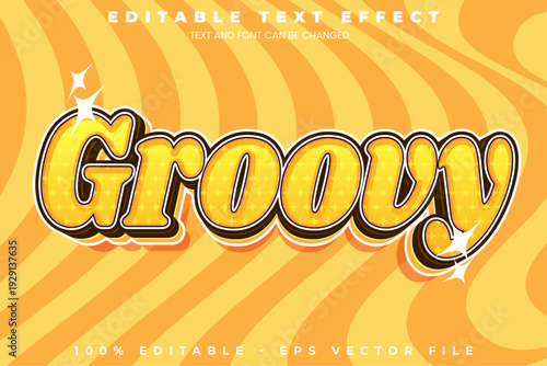 Groovy editable text effect in modern trend style