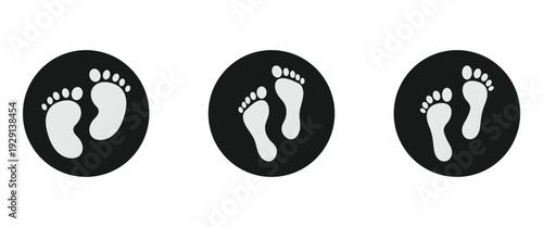 Different shape human footprints and silhouette design  isolated on a white background, ideal for footprints, shoe prints, social distancing markers, and massage therapy centers. Vector illustration.