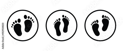 Foot icon flat vector illustration isolated on a white background used for  footsteps icons on floors, foot massages, and salon pedicure services. EPS 10.