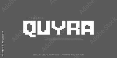 Quyra Fonts, A bold pixel display font with geometric shapes, perfect for creative, gaming, and digital projects.vector design