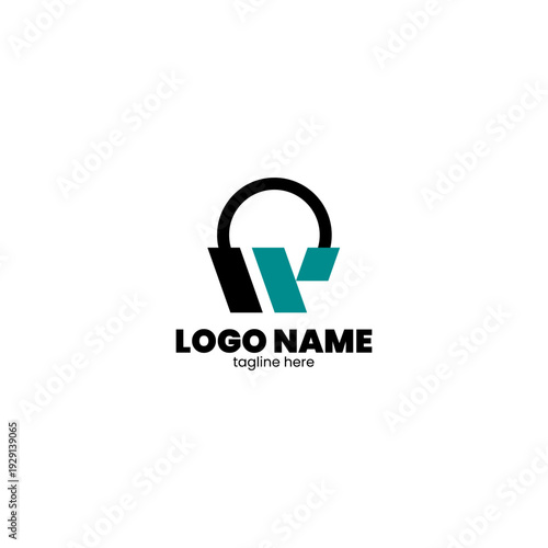 initial W earphone logo design vector