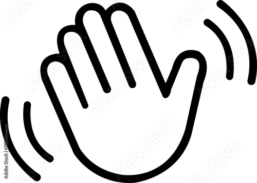 Waving hand icon set. Hand hello, bye hand, welcome, goodbye, gesture - stock vector. Vector illustration of a waving hand gesture in solid black and outline versions, isolated on a transparent backgr