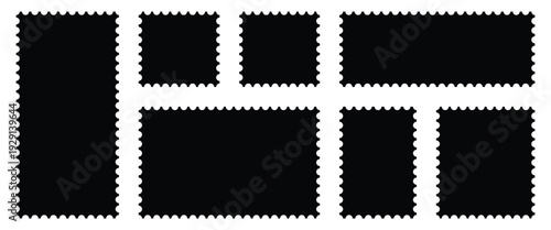 Clean postage stamp template in rectangular frame . Postage icon ideal for Postal service, design and marketing materials. Vector art and illustration.