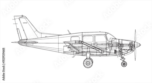 Airplane Blueprint Design – Aviation Engineering Technical Drawing and Aircraft Schematic