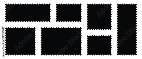Clean postage stamp template in rectangular frame . Postage icon ideal for Postal service, design and marketing materials. Vector art and illustration.