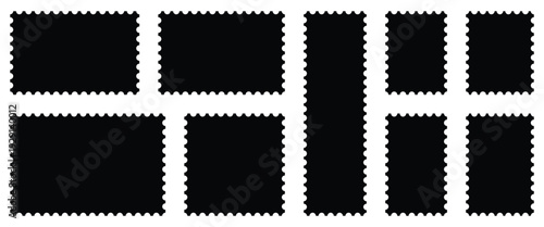 Postage stamp icon set in flat style. Postage stamp vector used for retro branding, vector designs for web backgrounds, digital Interfaces and document tools.