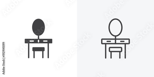 Dresser icon vector sign symbol isolated on white. Stroke and clipart style