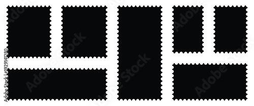 Empty paper rectangle and square postage stamp templates. Vector stamp icon are used in mail and sopping application, specifically used for airmail, express mail, or tracking services.