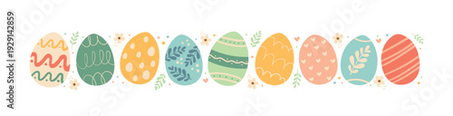 Horizontal garland of Easter eggs. Perfect for textiles, banners, wallpaper, Easter cards and packaging