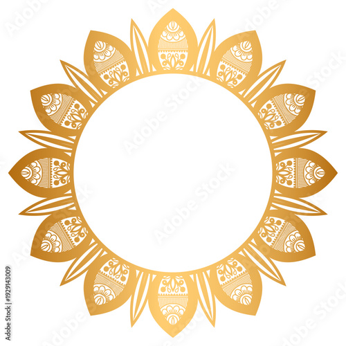 Golden circle mandala frame border