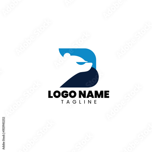 letter B bear logo element design vector