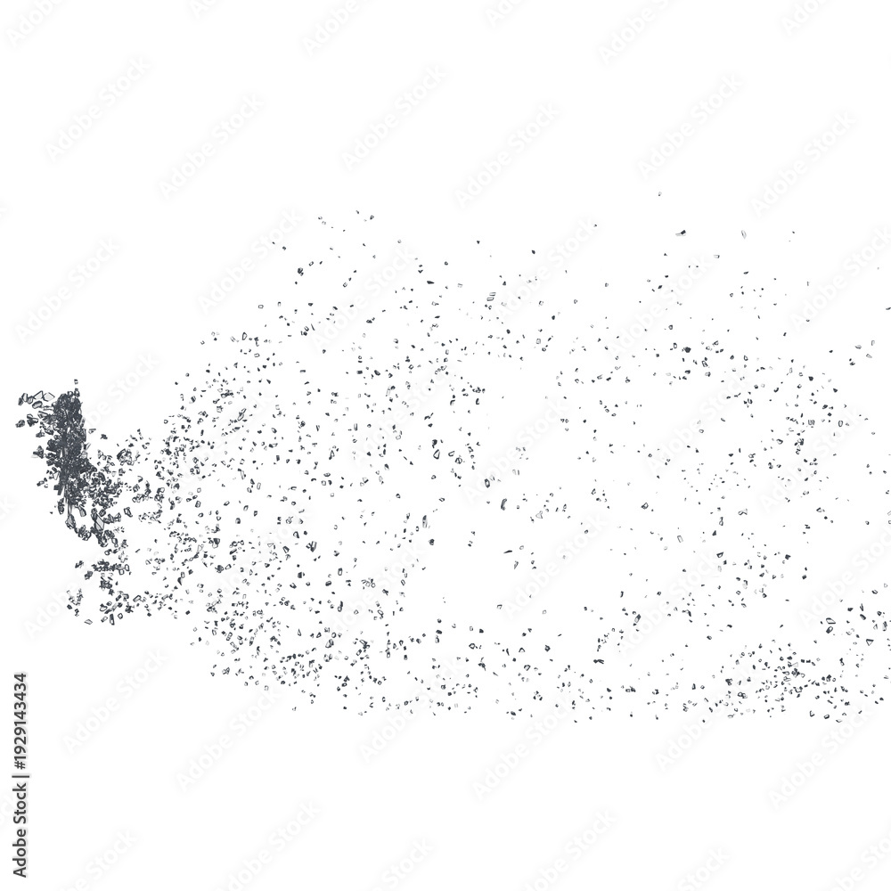 Fototapeta premium Shattered glass debris isolated transparent background photo realistic 3d rendering PNG 16 bit with alpha channel 