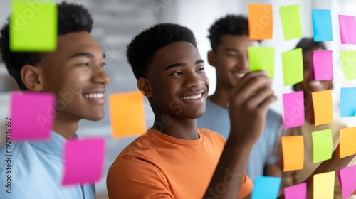 Wallpaper Mural Workplace Generational Gap ,Baby Boomer vs Gen Z, Bridging the Generational Gap: Gen Z Group Brainstorming on Whiteboard while Boomers Observe with Copy Space for Text Torontodigital.ca