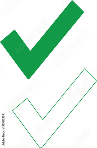 Green checkmark and outline icon
