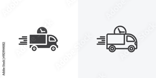 Express delivery icon vector sign symbol isolated on white. Stroke and clipart style