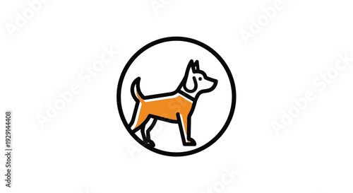 A brown and white dog in a circular frame