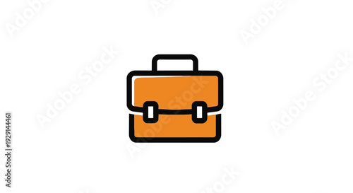 Simple orange briefcase icon with black outline and handle