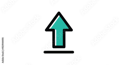 Teal arrow pointing up with black outline