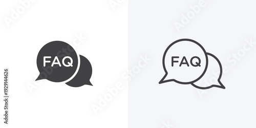 FAQ icon vector sign symbol isolated on white. Stroke and clipart style