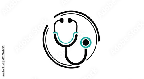 Stethoscope icon in a circular design with teal accents