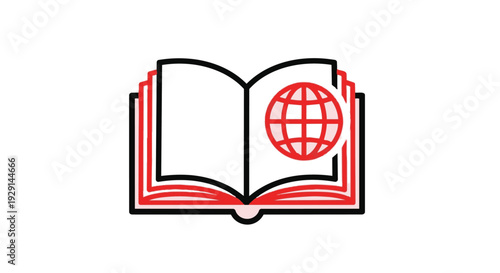 An open book with a globe on a page