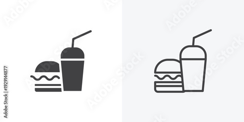 Fast food icon vector sign symbol isolated on white. Stroke and clipart style