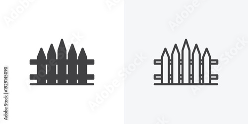 Fence icon vector sign symbol isolated on white. Stroke and clipart style