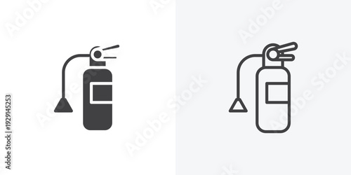 Fire extinguisher icon vector sign symbol isolated on white. Stroke and clipart style