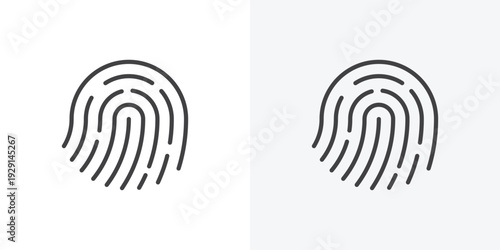 Fingerprint icon vector sign symbol isolated on white. Stroke and clipart style