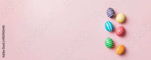 Wallpaper Mural holiday preparation Multi colors Easter eggs on colored background . Pastel color Easter eggs. holiday concept with copy space Torontodigital.ca