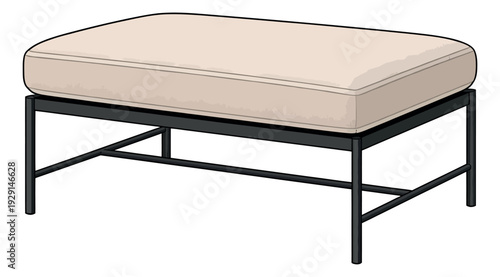 Line art illustration of a modern ottoman depicting home furniture for interior design