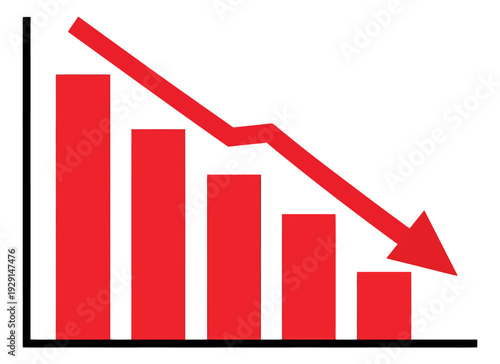 Free Download Simple illustration of a bar chart depicting a downward trend for business and finance - GFXLoad
